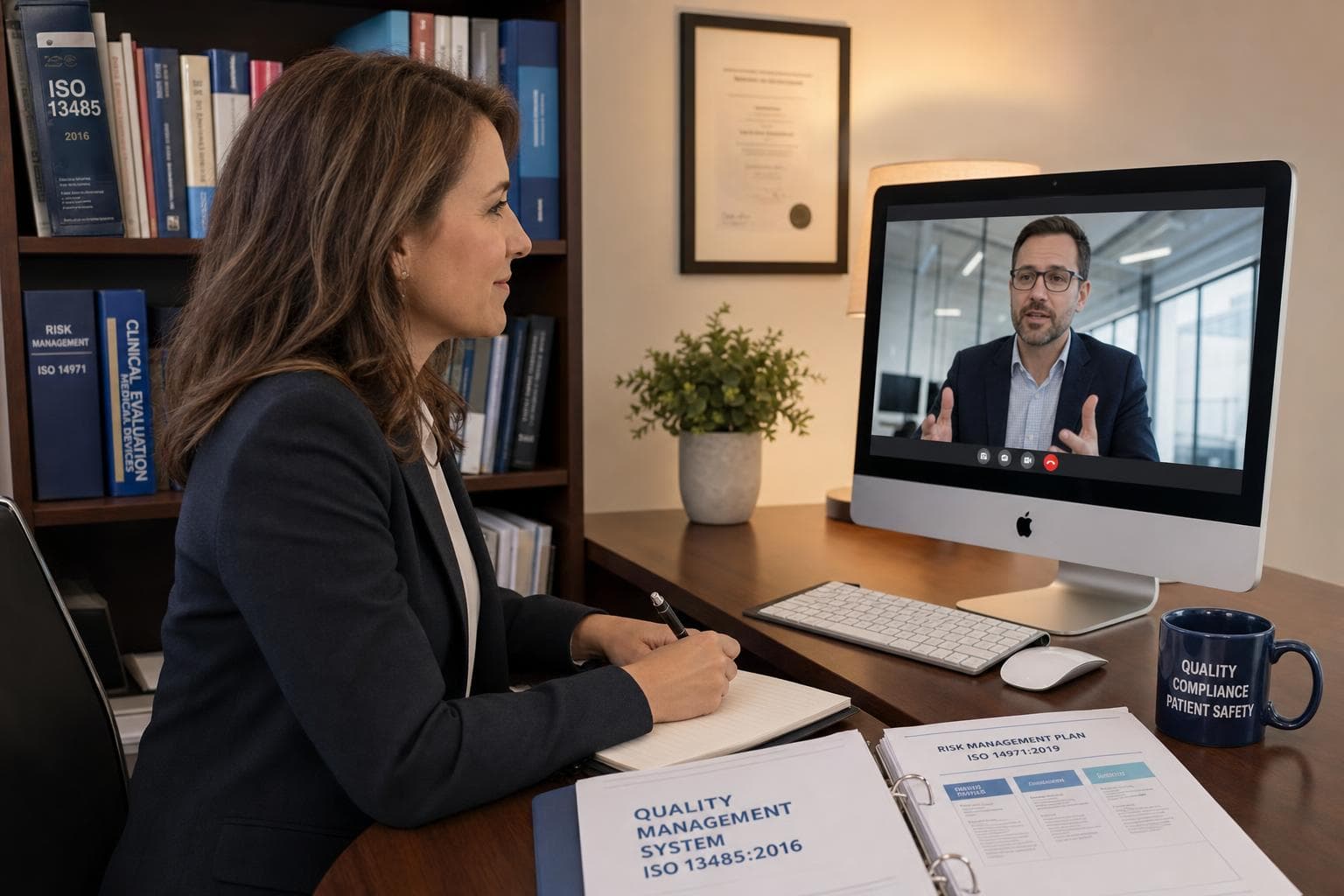 Medical device quality expert in professional consultation